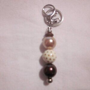 Dark Brown and Gold Beaded Keychain | Bag Charm.